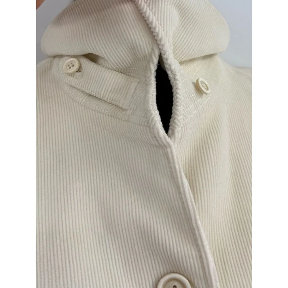 Piazza Sempione Corduroy A-Line Button Front Coat | Cream | IT 38 / XS